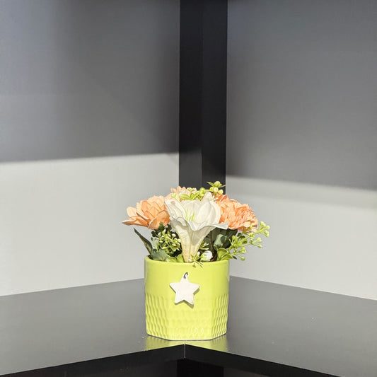 Mini Potted Artificial Flower Arrangement with Star Detail