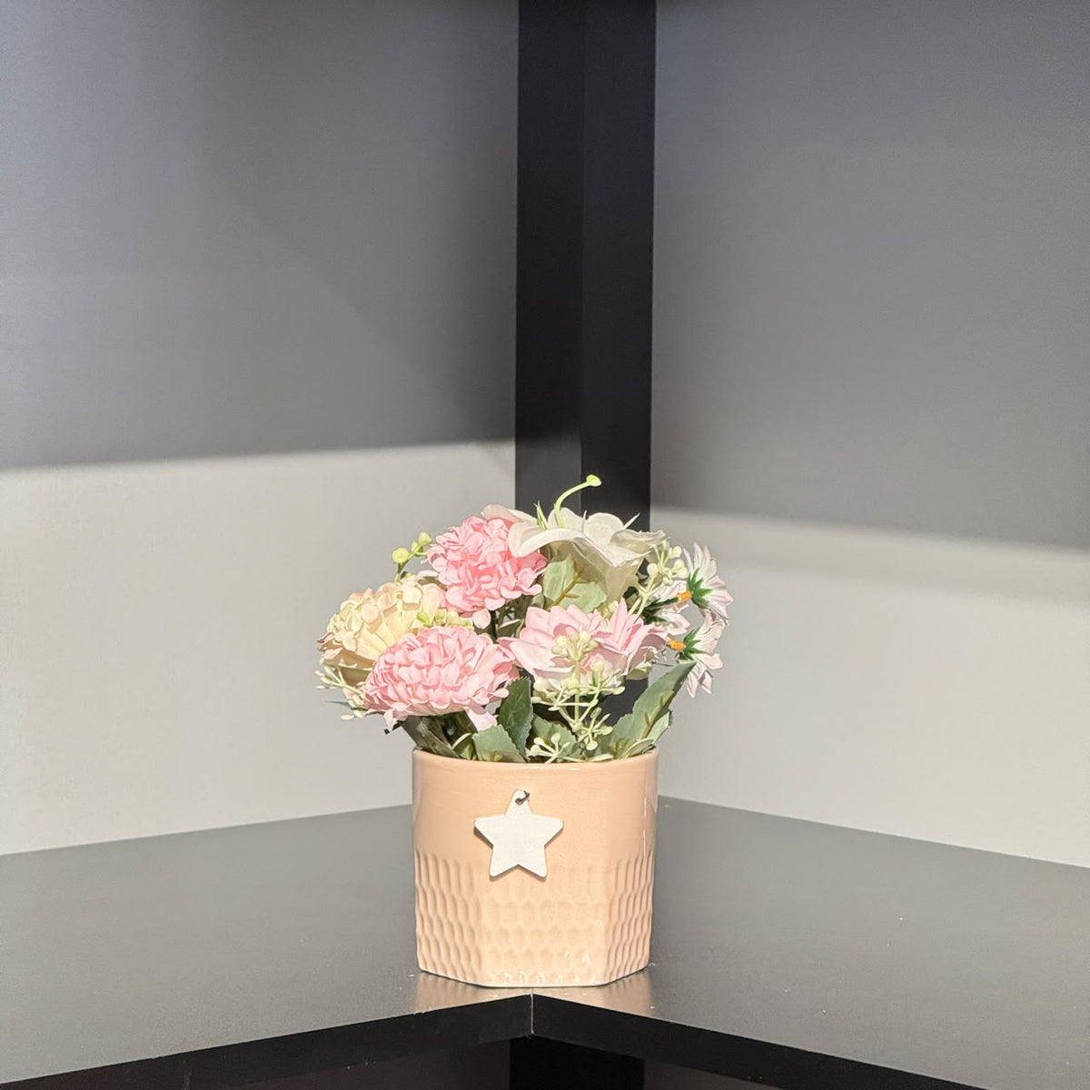 Mini Potted Artificial Flower Arrangement with Star Detail