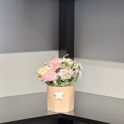 Mini Potted Artificial Flower Arrangement with Star Detail
