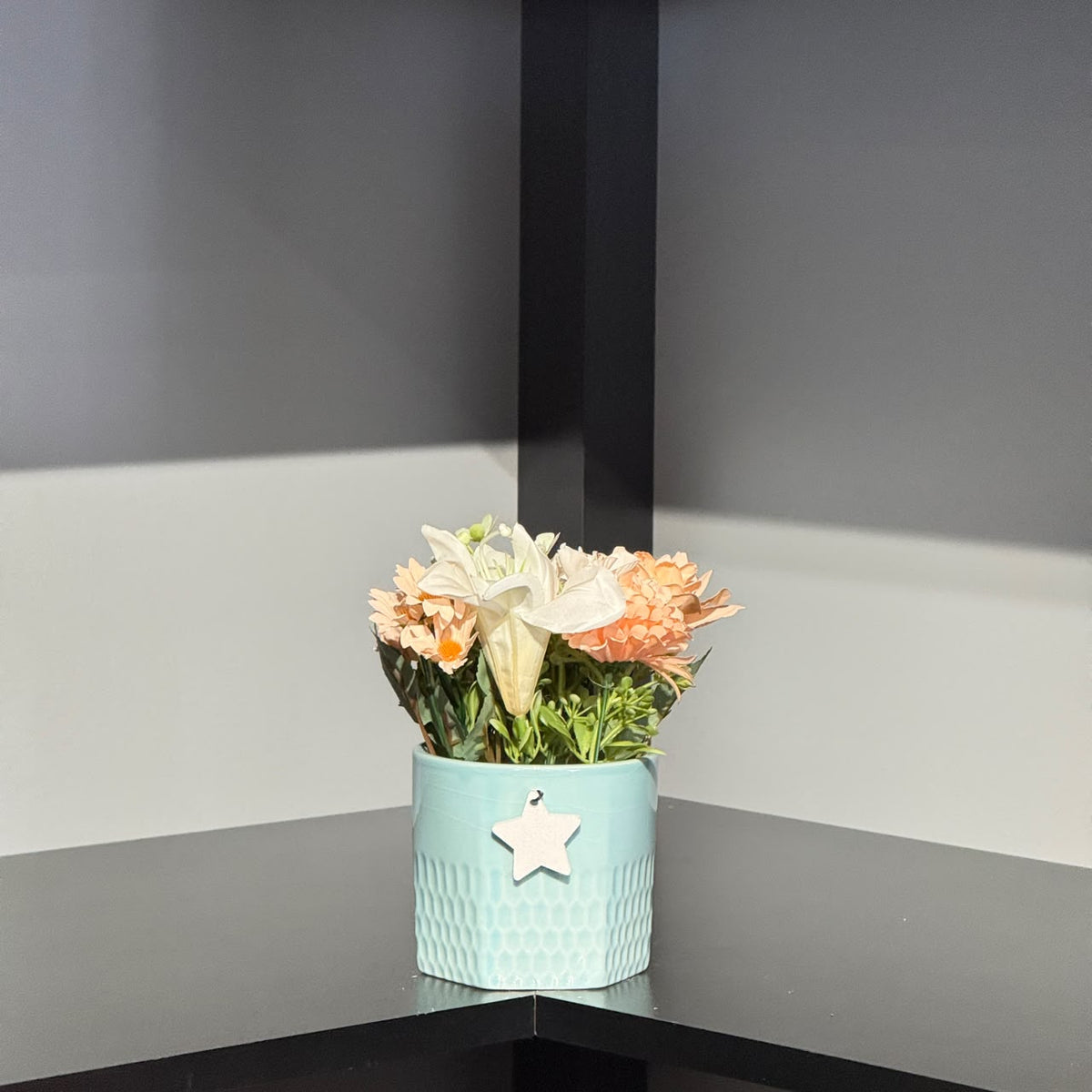 Mini Potted Artificial Flower Arrangement with Star Detail