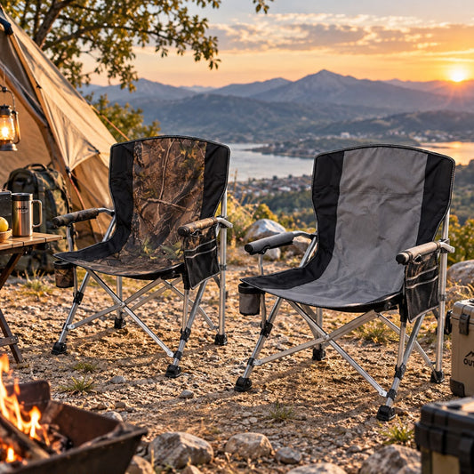 Heavy-Duty High-Back Folding Camping Chair with Cup Holder & Side Pocket