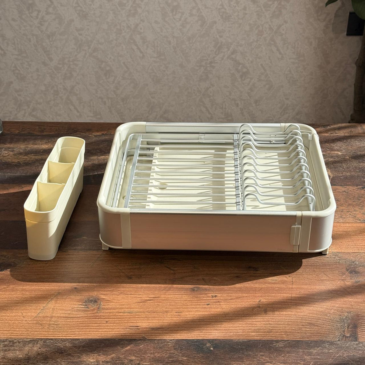 Sliding Extendable Countertop Dish Rack - Cream