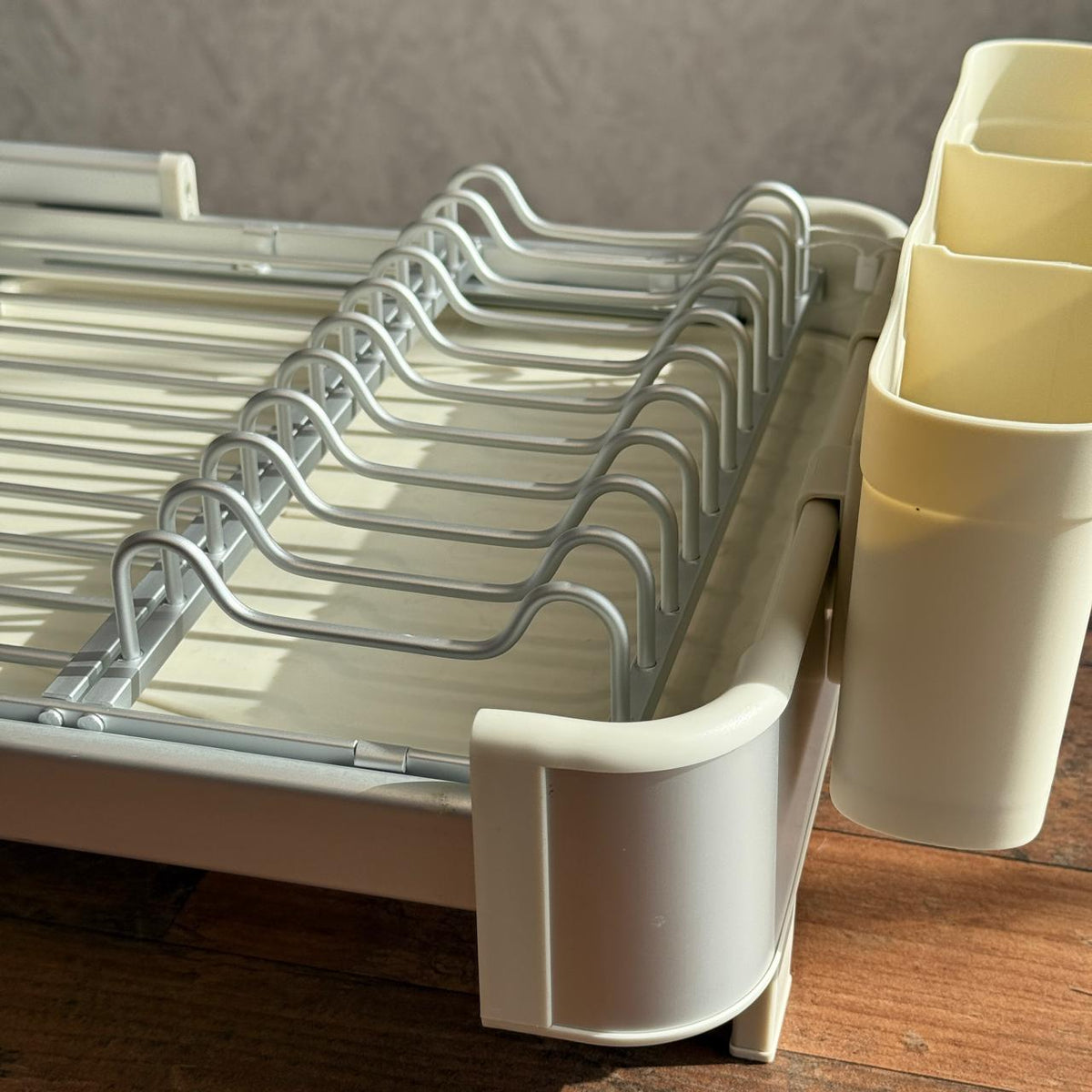 Sliding Extendable Countertop Dish Rack - Cream