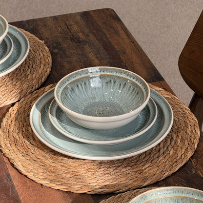 Vintage Luxury Two-Tone Ceramic Dinnerware Set - 18 PCS
