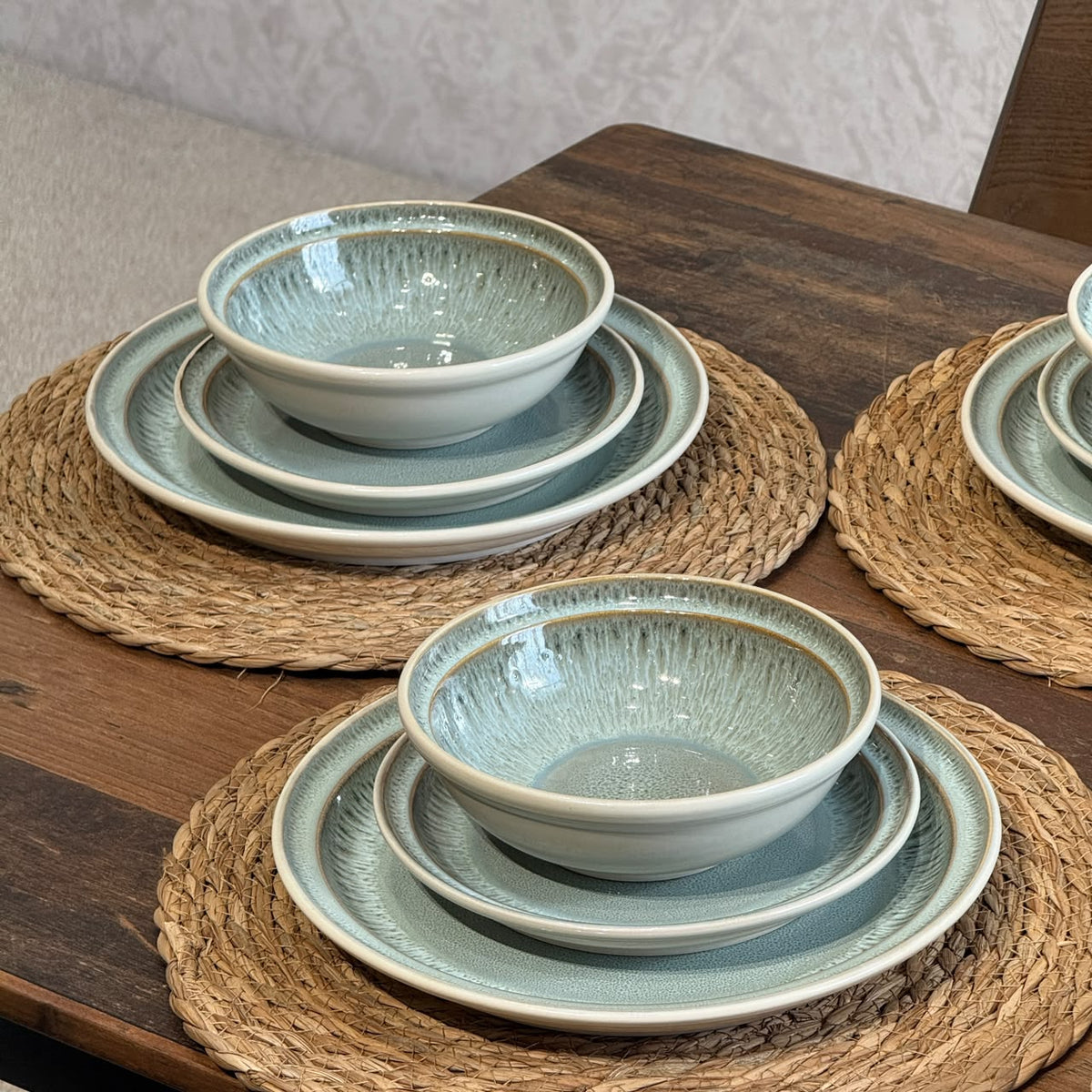 Vintage Luxury Two-Tone Ceramic Dinnerware Set - 18 PCS