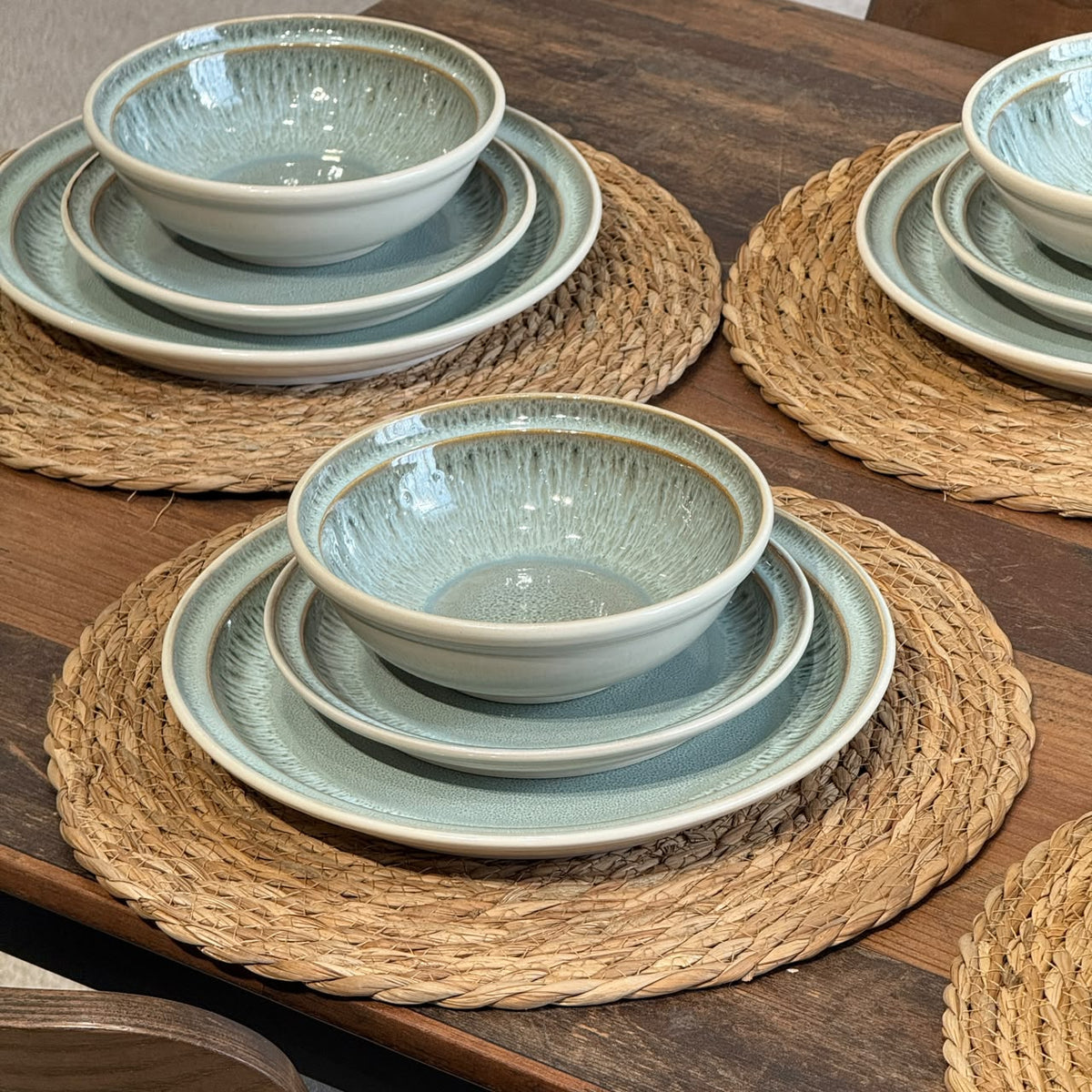 Vintage Luxury Two-Tone Ceramic Dinnerware Set - 18 PCS