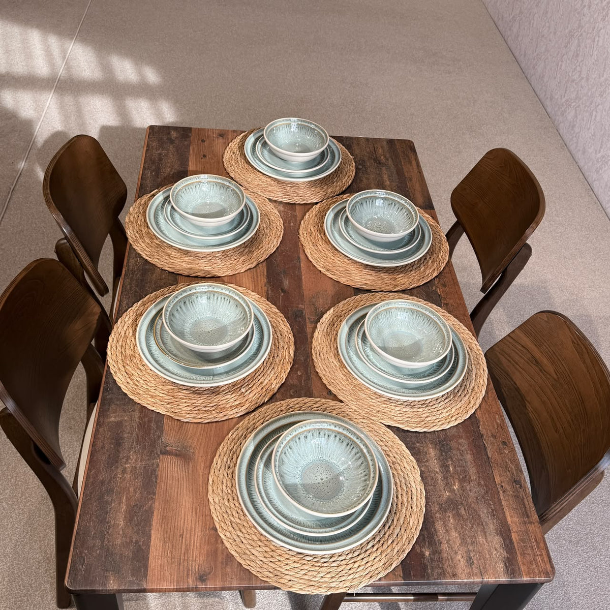 Vintage Luxury Two-Tone Ceramic Dinnerware Set - 18 PCS