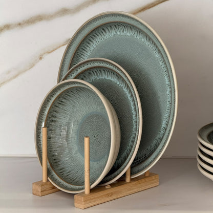Vintage Luxury Two-Tone Ceramic Dinnerware Set - 18 PCS