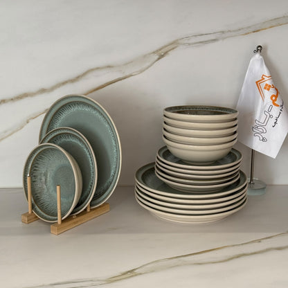 Vintage Luxury Two-Tone Ceramic Dinnerware Set - 18 PCS