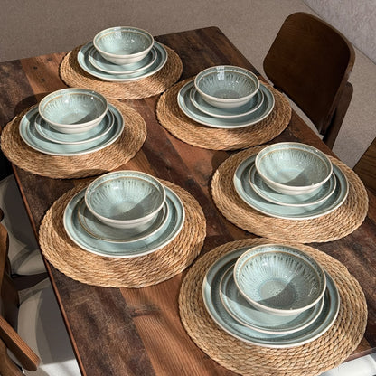 Vintage Luxury Two-Tone Ceramic Dinnerware Set - 18 PCS