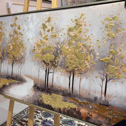Autumn Golden Trees Landscape Heavy Textured Wall Art