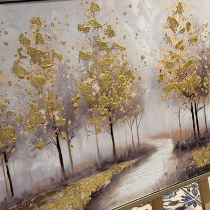 Autumn Golden Trees Landscape Heavy Textured Wall Art