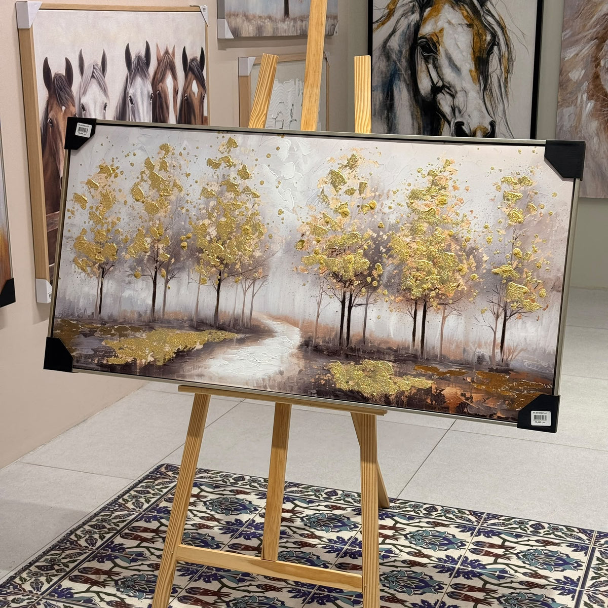 Autumn Golden Trees Landscape Heavy Textured Wall Art