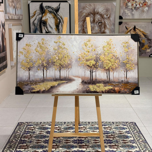 Autumn Golden Trees Landscape Heavy Textured Wall Art