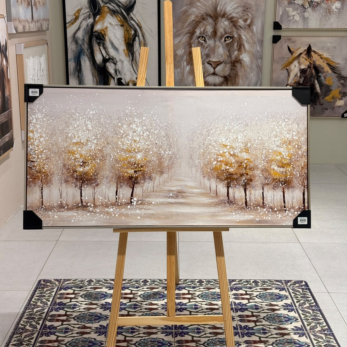 Golden Forest Pathway Gold Leaf Textured Canvas Wall Art - 120X60