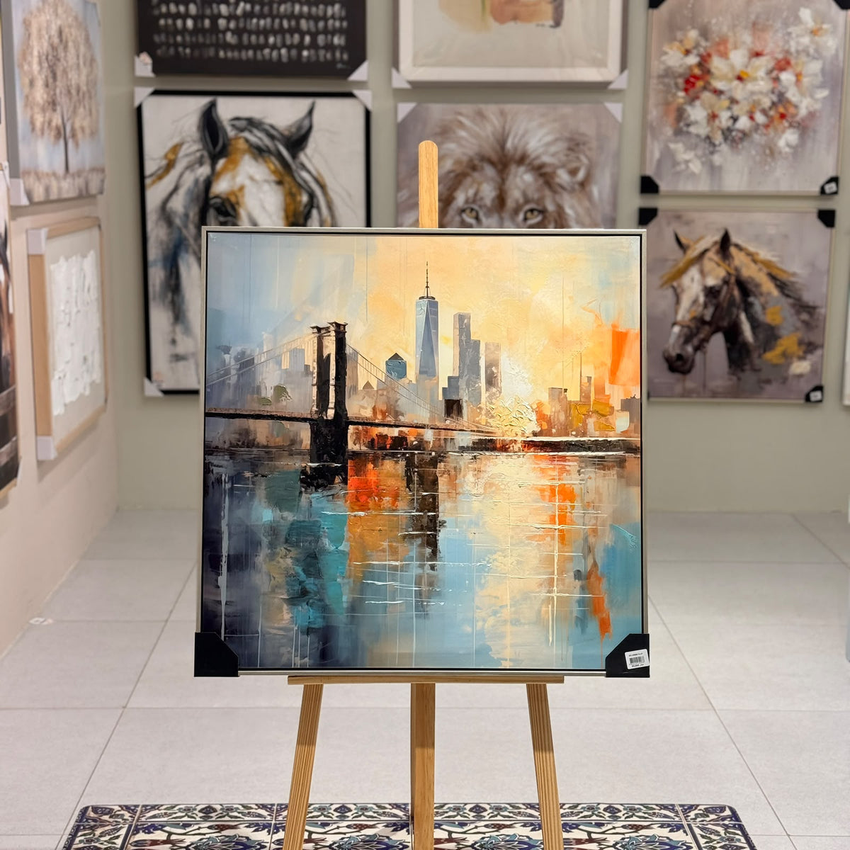 Modern Brooklyn Bridge Cityscape Canvas