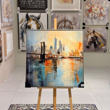 Modern Brooklyn Bridge Cityscape Canvas