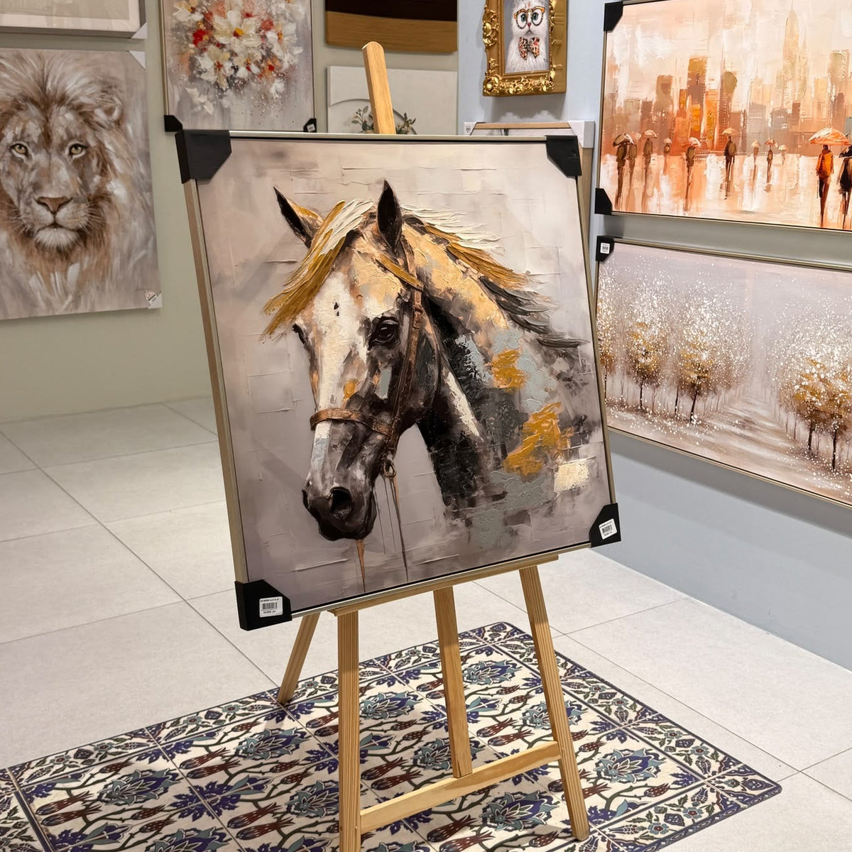 Golden Breeze Horse Heavy Textured Canvas Art