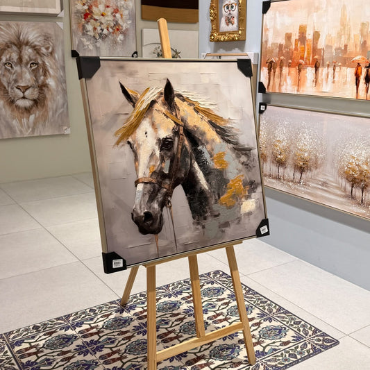 Golden Breeze Horse Heavy Textured Canvas Art