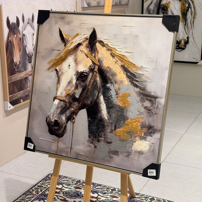Golden Breeze Horse Heavy Textured Canvas Art