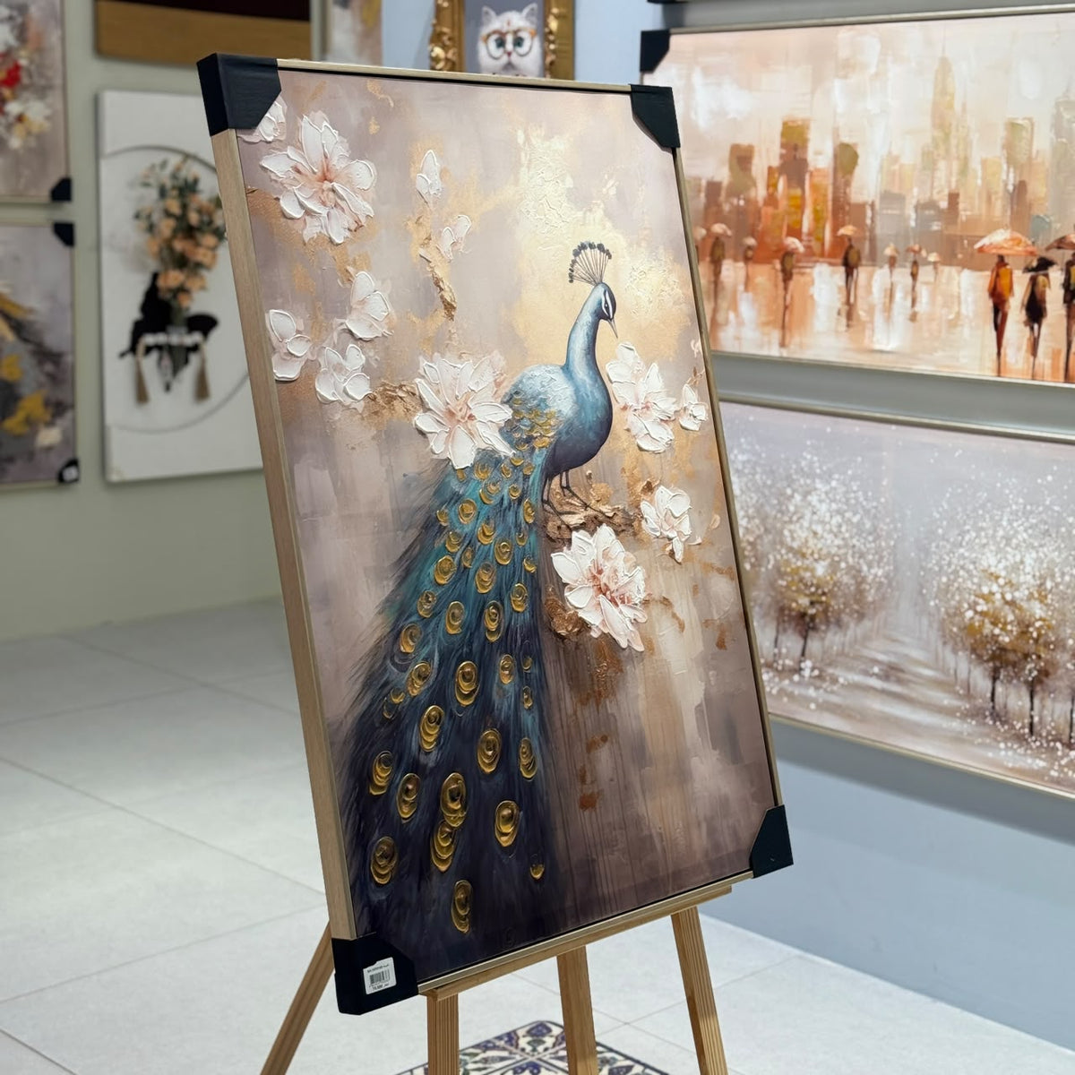 فن قماش مؤطر لبلوغ الأزور الذهبي - 100x70