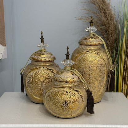 Decorative Golden Accent Vase Jars