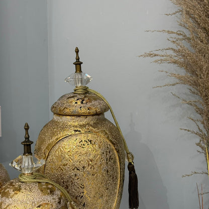 Decorative Golden Accent Vase Jars