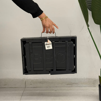 Compact Foldable Barbecue Grill – Silver & Black