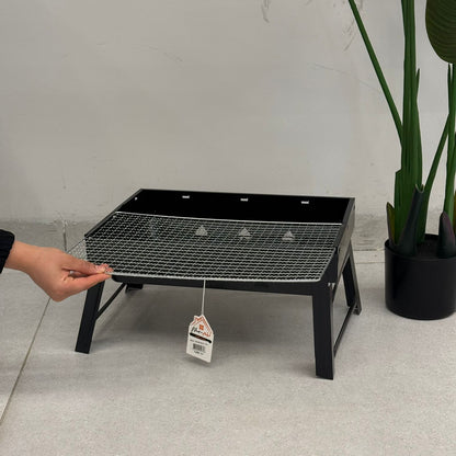 Compact Foldable Barbecue Grill – Silver & Black