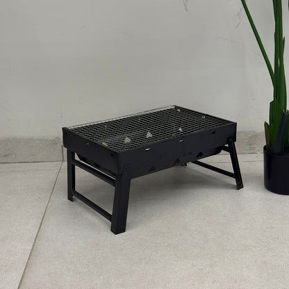 Compact Foldable Barbecue Grill – Silver & Black