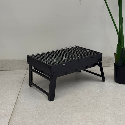 Compact Foldable Barbecue Grill – Silver & Black