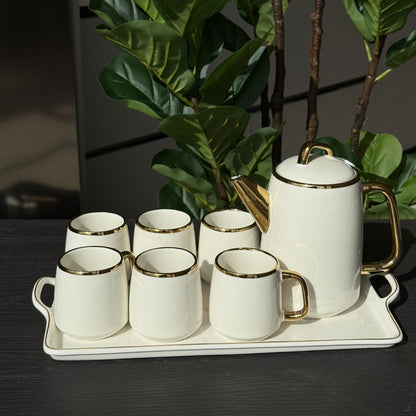 سێتی چای سیرامیکی لوکس لەگەڵ سینی – ٨ پارچە