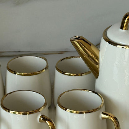 سێتی چای سیرامیکی لوکس لەگەڵ سینی – ٨ پارچە