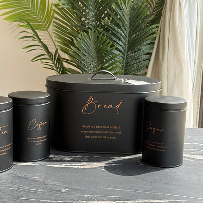 Modern Bread Bin with Storage Canister Set