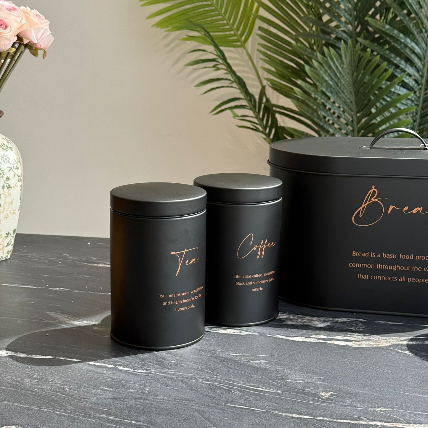 Modern Bread Bin with Storage Canister Set