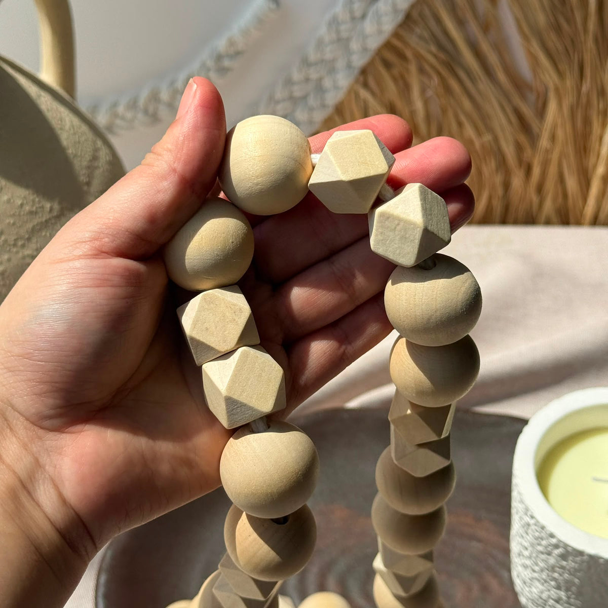Handcrafted Natural Wood Bead Garland Collection