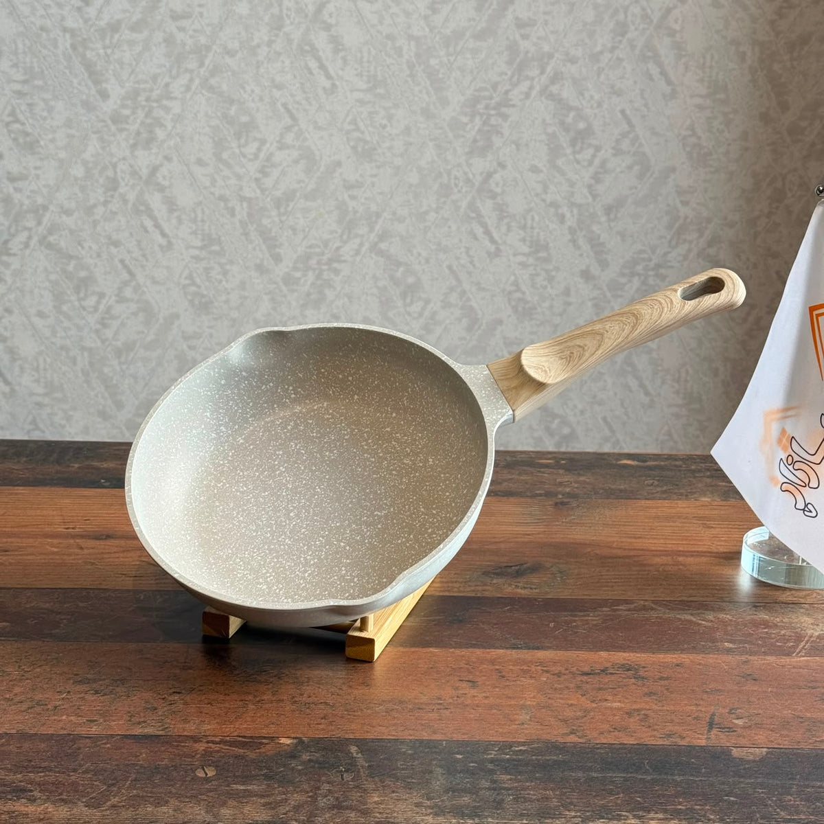 Non-Stick Granite Frying Pan with Wooden Handle