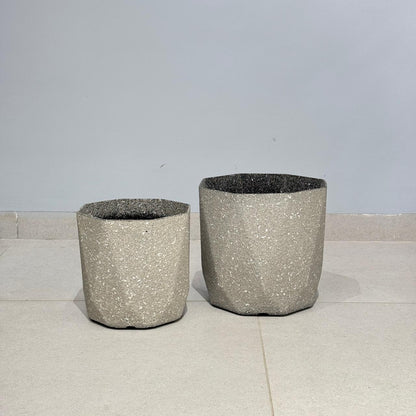 Modern Geometric Terrazzo-Effect Planters