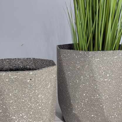 Modern Geometric Terrazzo-Effect Planters