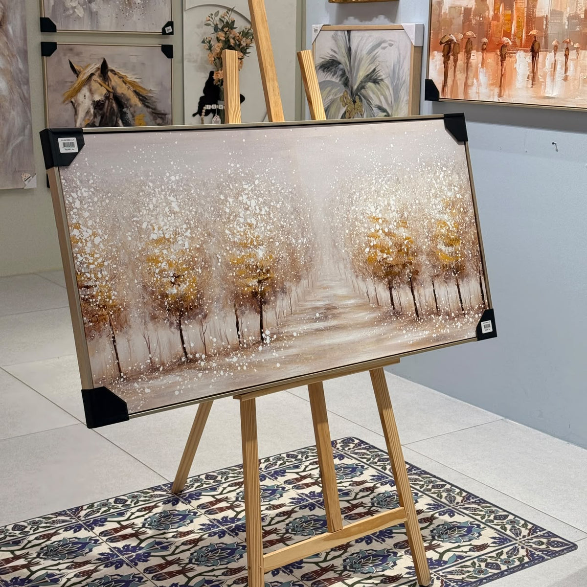 Golden Forest Pathway Gold Leaf Textured Canvas Wall Art - 120X60