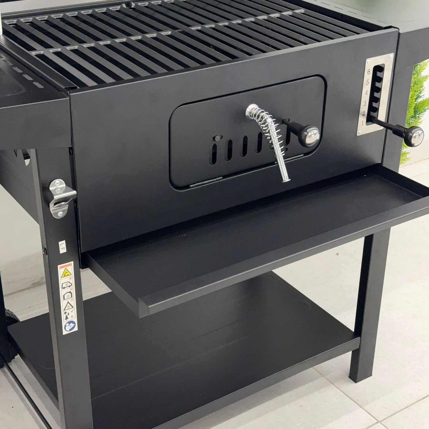 Portable Barbecue Grill with Side & Storage Shelves
