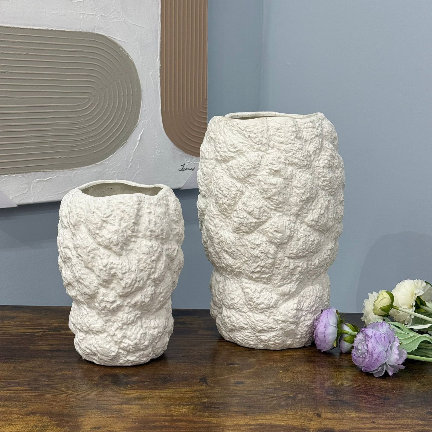 Textured Stone-Style Decorative Vases