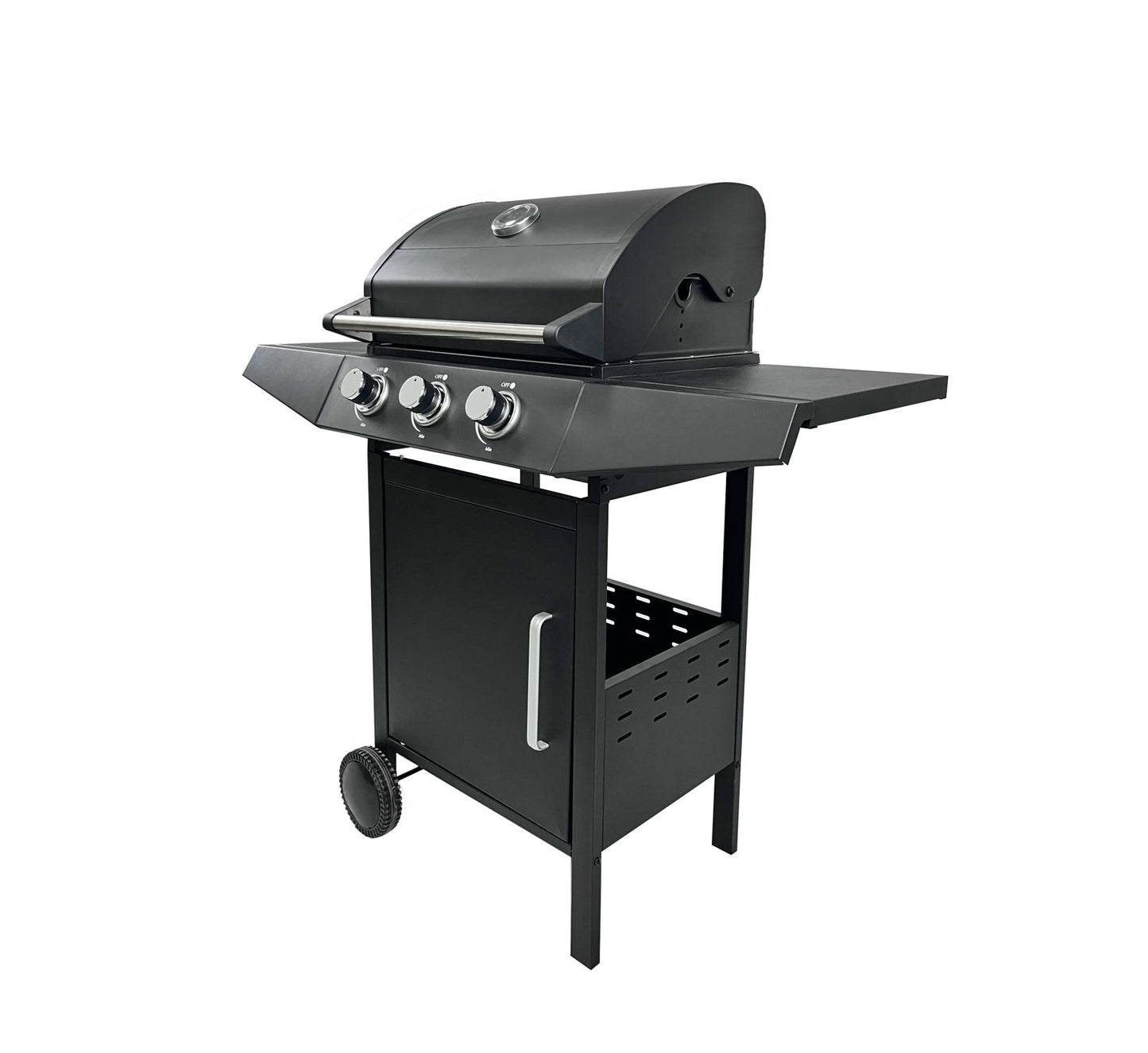 Gas BBQ Grill with Side Shelves & Storage Cabinet