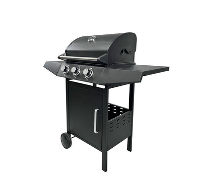 Gas BBQ Grill with Side Shelves & Storage Cabinet