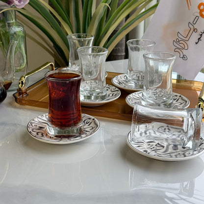 Elegant Double-Wall Tea Glass & Decorative Saucer Set