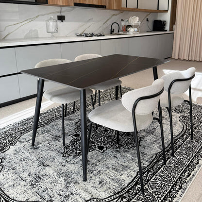 Dany Table و Luca Chairs مجموعة الطعام - Black & Gray
