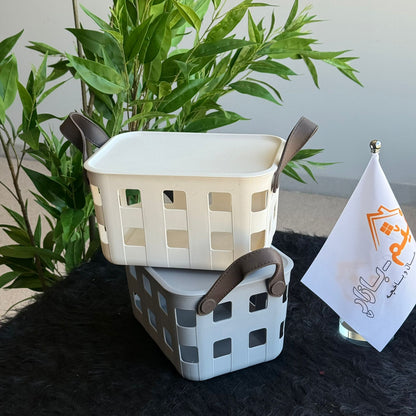 سلال تخزين بلاستيكية بتصميم قابل للتكديس والتهوية مع مقابض