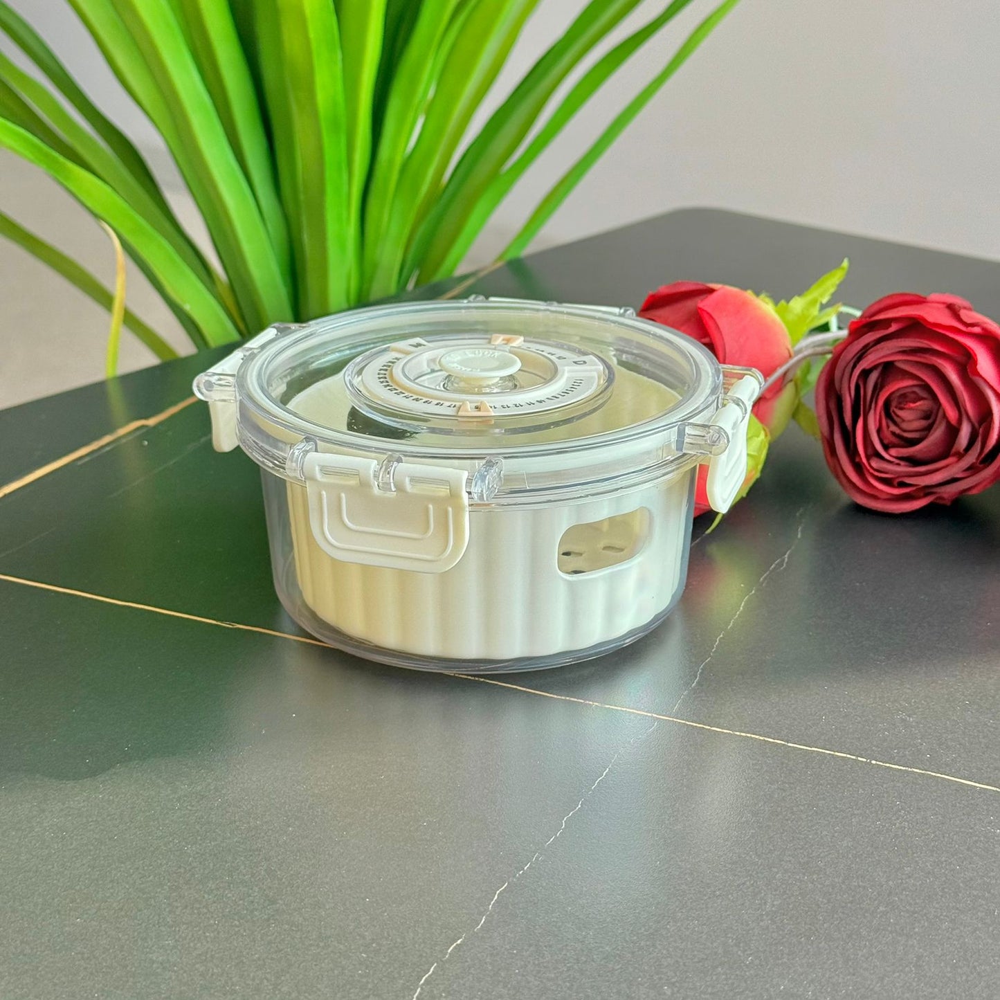 Airtight Round Food Storage Container With Date Dial - Set Of 4