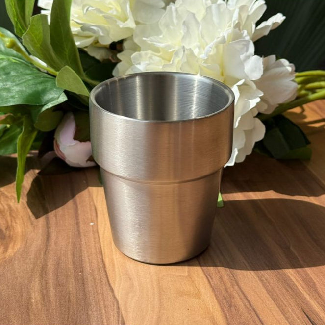 Vintage Luxe Silver Stainless Steel Drinking Glass