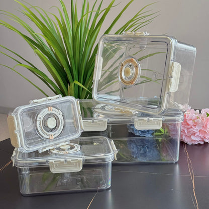 4-Piece Clear Airtight Food Storage Container Set - With Date Dial